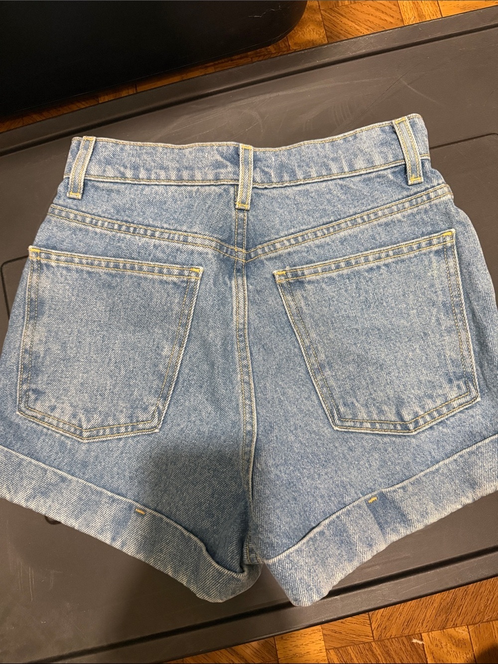 American Apparel Light Wash High-Rise Denim Shorts - Picture 2 of 4